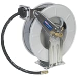 10m Heavy Duty Retractable Oil Hose Reel - 1/2" BSP - 1.5m Connection Hose