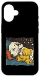 Coque pour iPhone 16 Dalmatien endormi avec ours en peluche