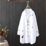 Women'S Shirt Plus Size Cotton Embroidery Women Loose Long White Shirts Casual Ladies Blouse Female Tops Oversize-White_L