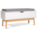 Banc coffre d'entrée chaussures leo bois blanc