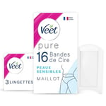 VEET PURE - 16 Bandes de cire froide Maillot - Peaux Sensibles - Recommandés par les Dermatologues - Epilation Longue Durée