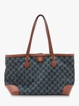 Pre-loved GUCCI Monogram Canvas and Leather Trim Tote Bag, Blue Denim