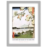 Utagawa Hiroshige Suijin Shrine And Massaki On The Sumida River Painting Artwork Framed Wall Art Print A4