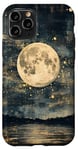 iPhone 11 Pro Full Moon & Stars Abstract Sky Dark Cottagecore Painting Art Case