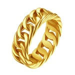 Bague Femme Chaine Cubaine Or Plaque Anneau Homme Garçon Pouce Index Annulaire Auriculaire Inoxydable Fille-54