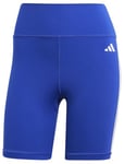 adidas Women's Training Essentials 3-Stripes High-Waisted Short Leggings, semi Lucid Blue, XL