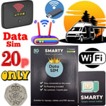 SMARTY UK WiFi Router Unlimited DATA ONLY Sim Card Pay As You Go 5G 4G MiFi NEW