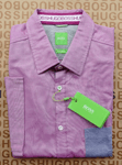 New Hugo BOSS mens purple regular fit designer short sleeve suit shirt LARGE £89