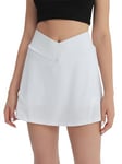 fuinloth Jupe Tennis Femme Sport Plissée à Taille Haute Short Jupes de Golf Chic Mini avec Poche Blanc XL 42-44