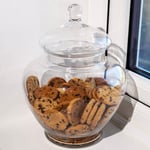 Glass Rounded Top Biscuit Jar With Lid Kitchen Food Storage Snacks Cookie Pot