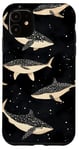 Coque pour iPhone 11 Aquarelle noire motif requin baleine