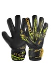 Reusch Attrakt Infinity Finger Support Junior Gants de Gardien de But pour Enfants, idéaux pour Gazon Artificiel, Taille 7, Noir/doré et Jaune