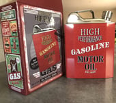 Promo FLASQUE BIDON En MÉTAL Rétro -HIP FLASK- Gasoil Motor Oil Déco Acier Inox.