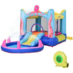 Kids Bouncy Castle Slide Water Pool Toddlers water SprayTrampoline Blower