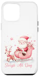 Coque pour iPhone 12 Pro Max Père Noël rose clair traîneau neige renne neige hiver