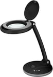 goobay 65576 Lampe loupe LED intensité variable/Lampe avec pied/Loupe sur pied lumière / 6W puissance absorbée/température couleur 6500 K/flux lumineux 450lm / tension service 230V (AC), noir