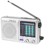 Radio numérique à écran LCD,radio stéréo à piles,pointeur de poche,antenne télescopique pour intérieur,extérieur,utilisation d'urgence - Type KK9 Silver