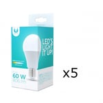 LED-lampe E27, A60, 10W, 230V, 4500K 5-pak, hvid neutral