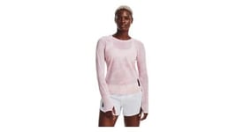 Maillot manches longues under armour run anywhere streaker rose femme