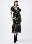 French Connection Alessandra Delphine Tea Dress, Black/Green