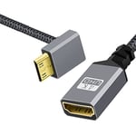 cablecc Câble d'extension Mini HDMI 1.4 mâle vers HDMI femelle 4K Type-C 90 degrés pour appareil photo DV MP4 DC ordinateur portable