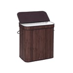 Rootz bambu tvättkorg med lock - Brun korg - Klädkorg - Miljövänlig - Hållbar - Lätt - 54,5 cm x 34,5 cm x 61 cm