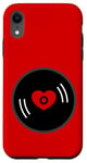 Coque pour iPhone XR disque vinyle vintage cœur album rouge valentines mignon rétro