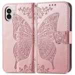 Ei mitään Puhelin 2 Lompakkokotelo Butterfly Kohokuvioitu Pu-nahkainen Kickstand korttipaikat Flip Folio Cover