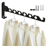 Lxoraziy Foldable Wall Mounted Clothes Hanger, Aluminum Wall Mounted Drying Rack, Small Wall Clothes Airer, for Bathroom Bedroom Hotel(Black)