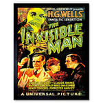 Wee Blue Coo Movie Film Invisible Man Hg Wells Classic Horror Sci Fi USA Art Print Framed Poster Wall Decor 12X16 Inch