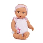 LullaBaby 14-inch Realistic Olive Skin Tone & Brown Eyes – Soft Body & Removable Pacifier Accessory – Toys for Kids Ages 2 & Up – Baby Doll – 2-pc Outfit & Pink Headband, LBY7225Z, Multi