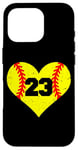 iPhone 16 Pro Softball Number 23 Jersey Funny Softball Heart Game Day Case