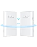 BrosTrend Pont WiFi Extérieur 5GHz 867Mbps, 1KM Pont WiFi Ethernet Point à Point Longue Portée, PtP/PtMP Plug and Play, 2X Bridge WiFi IP65, PoE Passif, sans Fil CPE pour Ferme Garage Bâtiment etc.