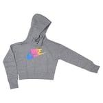 Nike FF Crop Sweatshirt Mixte Enfant, Carbon Heather/White, FR : XL (Taille Fabricant : XL)