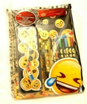 Emoji Bumper Stationary Pack Back to School Set Pad, Pencils Pen Ruler sharpener