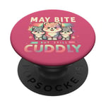 May Bite But Still Jouet de jeu en forme de loup en fourrure PopSockets PopGrip Adhésif