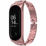 Xiaomi Mi Band 5/6 rosa Smalt länkarmband med glittrande stenar, guld