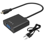 Adaptateur NELBO micro HDMI (mâle) vers VGA (femelle), haute qualité, câble audio inclus, produit neuf