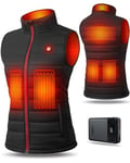 UNBON Veste Chauffante Femme, Gilet Chauffant Femme avec Batterie Incluse USB 10000mAh, Doudoune Chauffante Femme (FR/ES, Alpha/lettres, L, Taille normale, Taille normale, Noir-avec Batterie 7.4V)