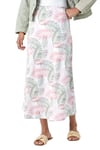 Roman Womens Leaf Print Linen Blend A-Line Skirt - Pink - Size 14 UK