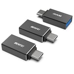 BENFEI Adaptateur USB C vers USB 3.0, Pack de 3 USB C vers Un Adaptateur mâle vers Femelle, Compatible avec MacBook 2018 2017 2016, Samsung Galaxy Note 8, Galaxy S8 S8 + S9, Google Pixel, Nexus, Noir