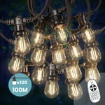 Guirlande Guinguette 100M 100 Bulbes Filament Blanc Chaud Dimmables - Guirlande Lumineuse Ampoule E27 Transparente à Intensité Variable - Guirlande