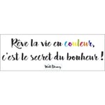 Sticker autocollant décoratif Disney, citation rêve la vie en couleur, 68 cm X 24 cm. Décorez avec ce produit découvrez le secret du bonheur