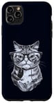 Coque pour iPhone 11 Pro Max Chat ringard tenant une souris d'ordinateur mignon chaton geek