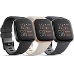 AK Pack 3 Straps Compatible with Fitbit Versa 2 Staps/Fitbit Versa Lite Strap/Fitbit Versa Strap for Women Men, Silicone Sport Replacement Compatible with Fitbit Versa 2 (L,Starlight/Black/Gray)