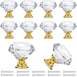 10 Pcs Bouton de Porte de Cristal, Poignee de Meuble Diamant, Poignée Boutons Meuble Tiroir Placard avec Vis pour Accueil Bureau Coffre Armoire