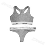 Calvin Klein Cotton Women Black/Grey CK Bralette Bra&Thong Sets Underwear S-XL