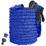 AWXYZ Garden Hose, 25FT/50FT/100FT/ Expanding Hose Pipe with 8 Function Hose Nozzle,3 Times Expandable Magic Hose (25ft, Blue)