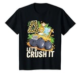 Youth 4 Year Old Safari Animals 4th Monster Truck Birthday Boy T-Shirt