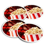 4x Round Stickers 10 cm - Cinema Popcorn Movie Films  #44615